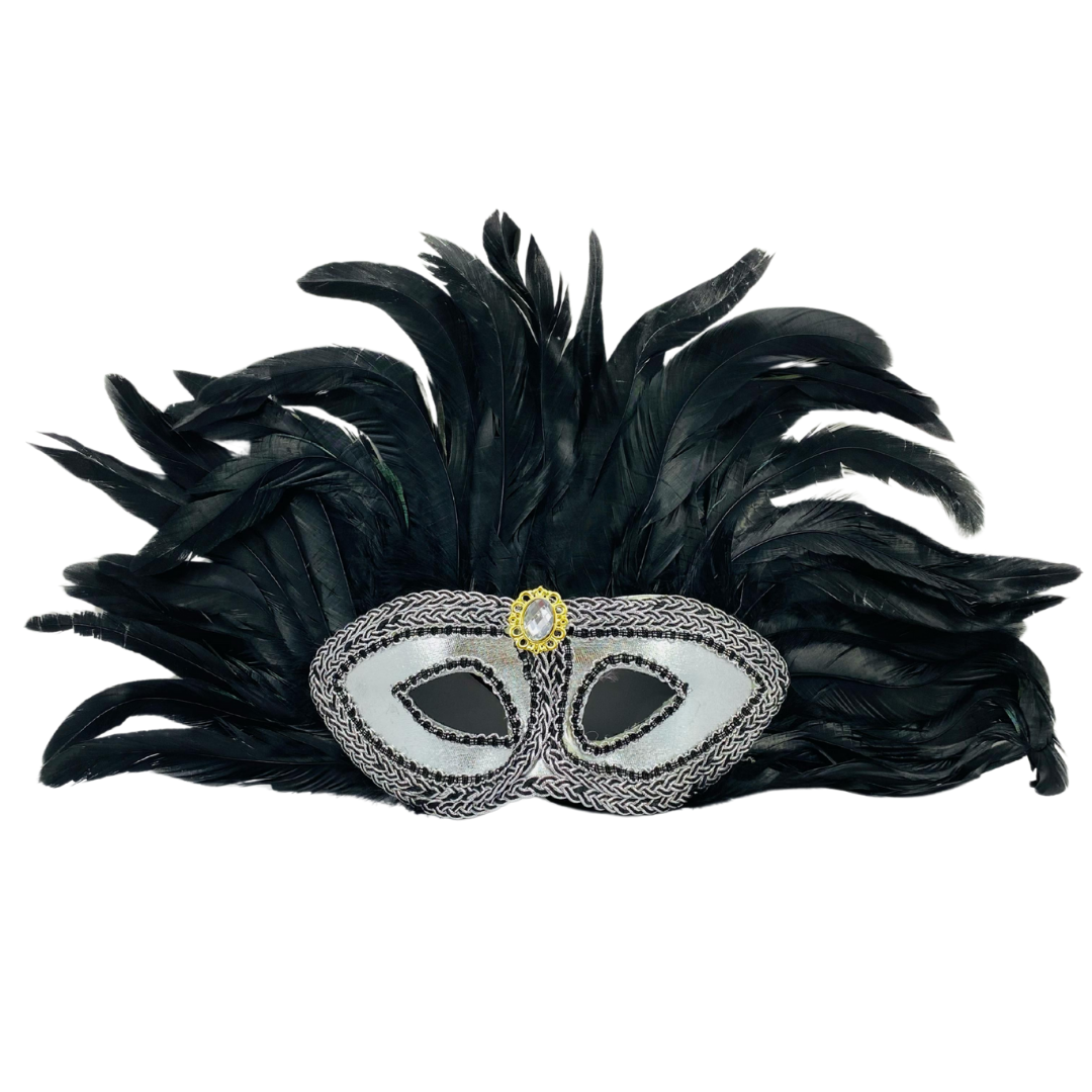 ANTIFAZ CARNAVALERO PLUMAS LARGAS NEGRO