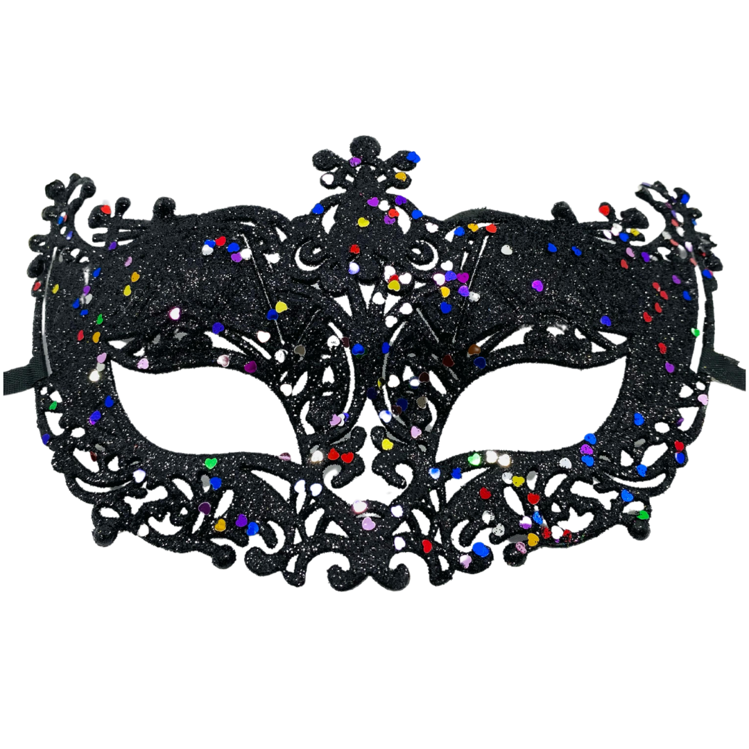 ANTIFAZ NEGRO CON PERLAS MULTICOLOR
