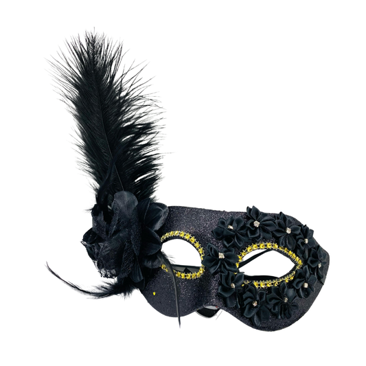 ANTIFAZ FLORES CON PLUMA LARGA LATERAL