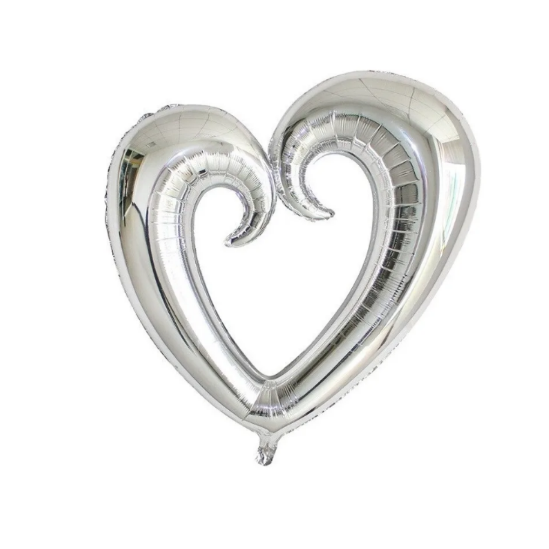 GLOBO METALIZADO CORAZON SILUETA PLATEADO