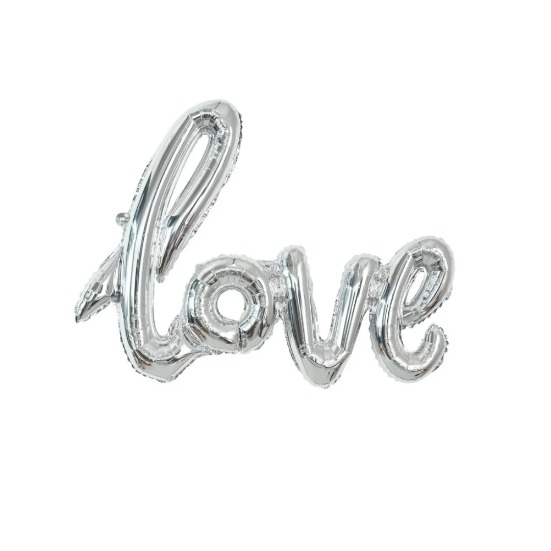 GLOBO METALIZADO LOVE PLATEADO