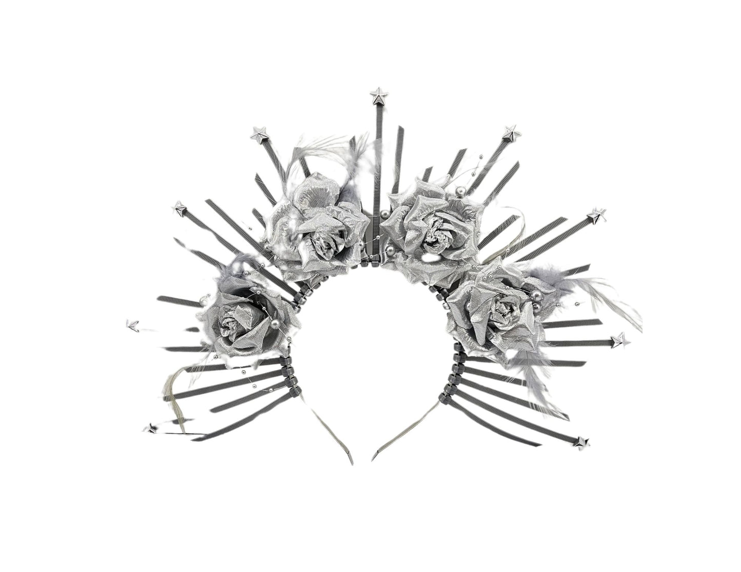 TIARA DE ROSAS PLATEADA "C1"