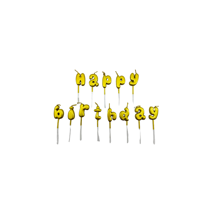 VELA LETRAS HAPPY BIRTHDAY DORADA "C1"