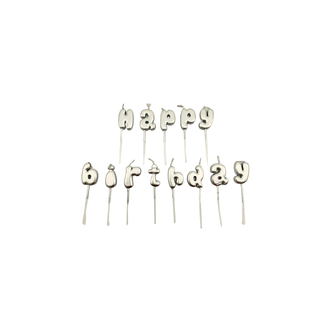 VELA LETRAS HAPPY BIRTHDAY PLATEADA "C1"