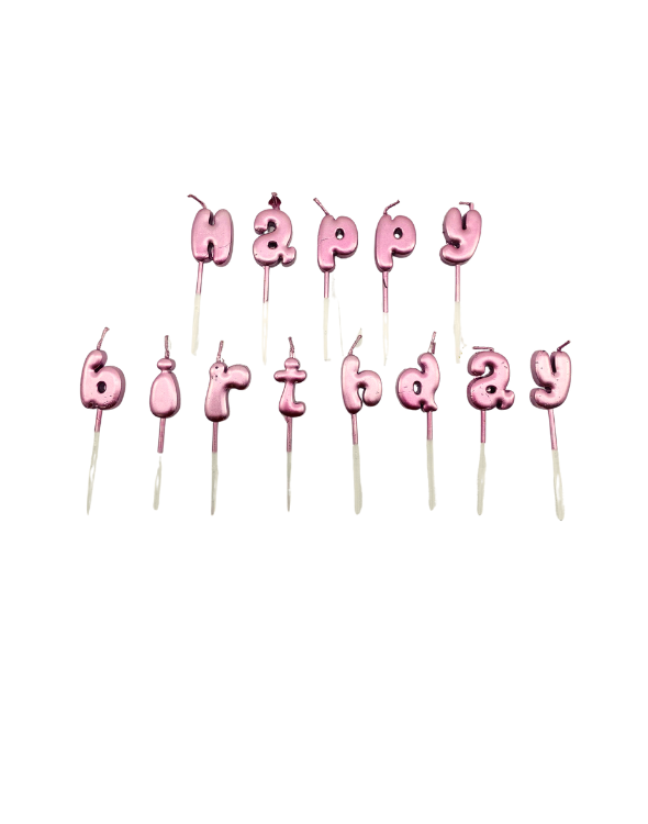 VELA LETRAS HAPPY BIRTHDAY ROSADA
