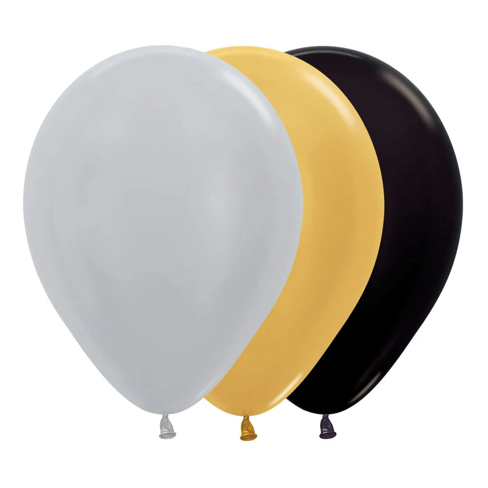 GLOBO R-12 SATIN & METAL SURTIDO DELUXE X50