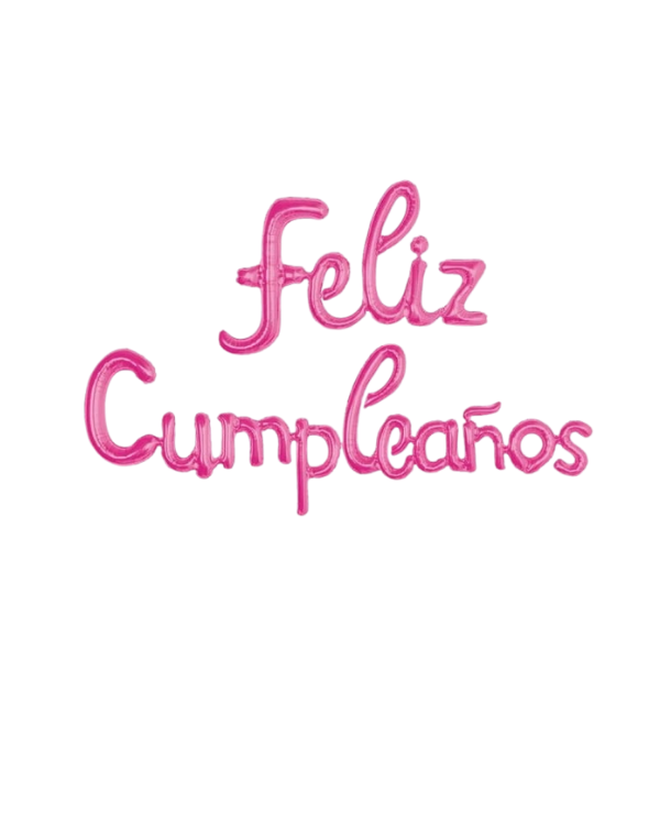 GLOBO INFLABLE CURSIVO FELIZ CUMPLEAÑOS FUCSIA