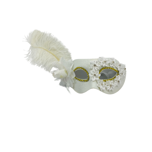ANTIFAZ FLORES CON PLUMA LARGA LATERAL BLANCO