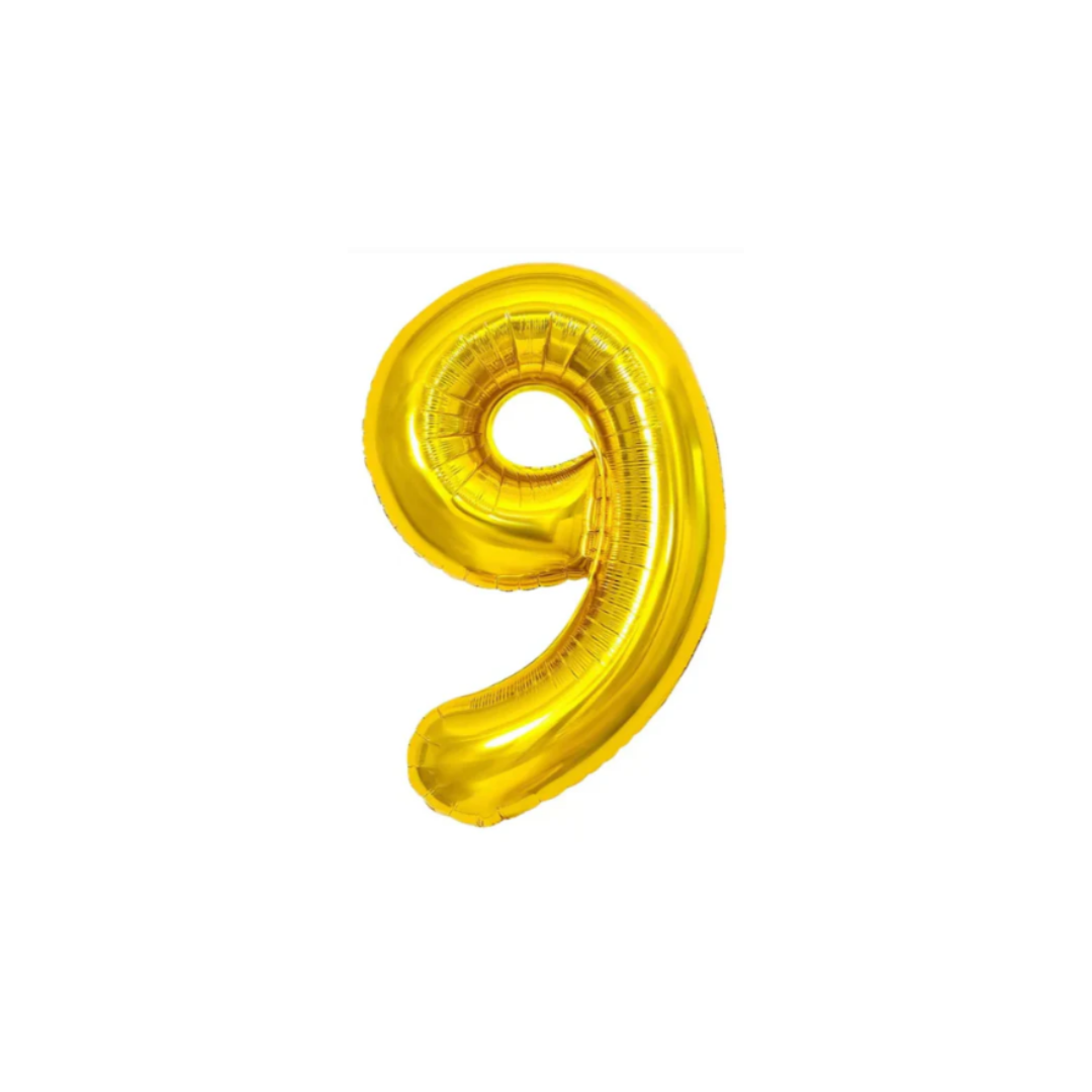 GLOBO MET. MEDIANO NUMERO 9 DORADO