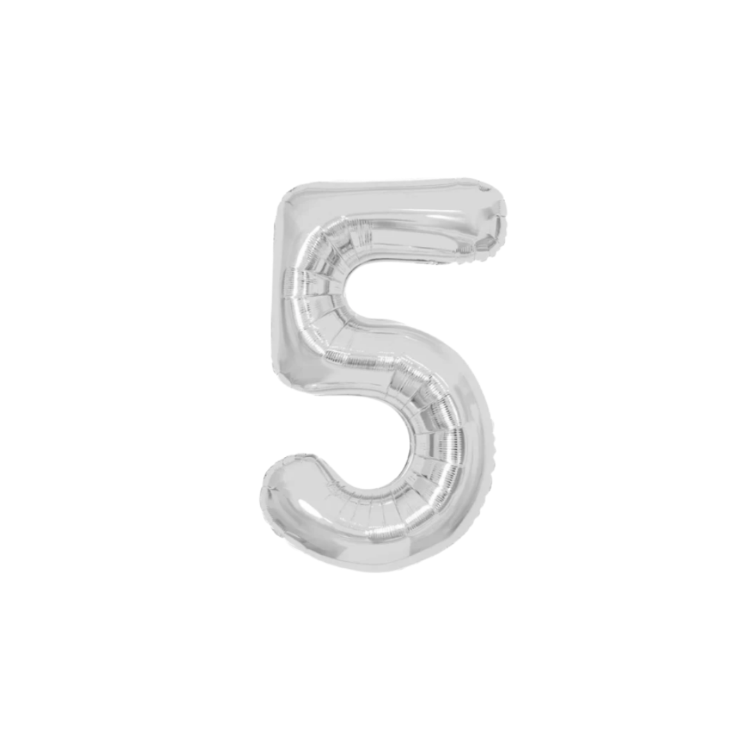 GLOBO MET. MEDIANO NUMERO 5 PLATA