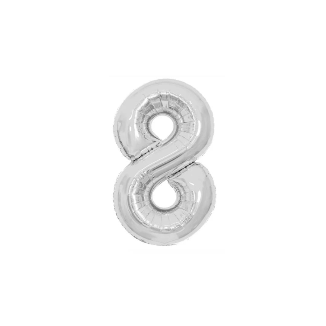 GLOBO MET. MEDIANO NUMERO 8 PLATA