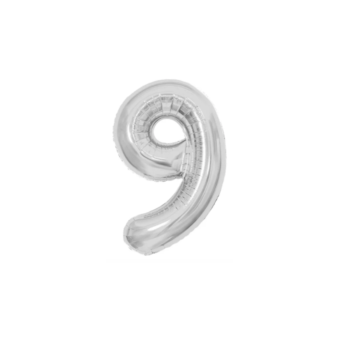 GLOBO MET. MEDIANO NUMERO 9 PLATA