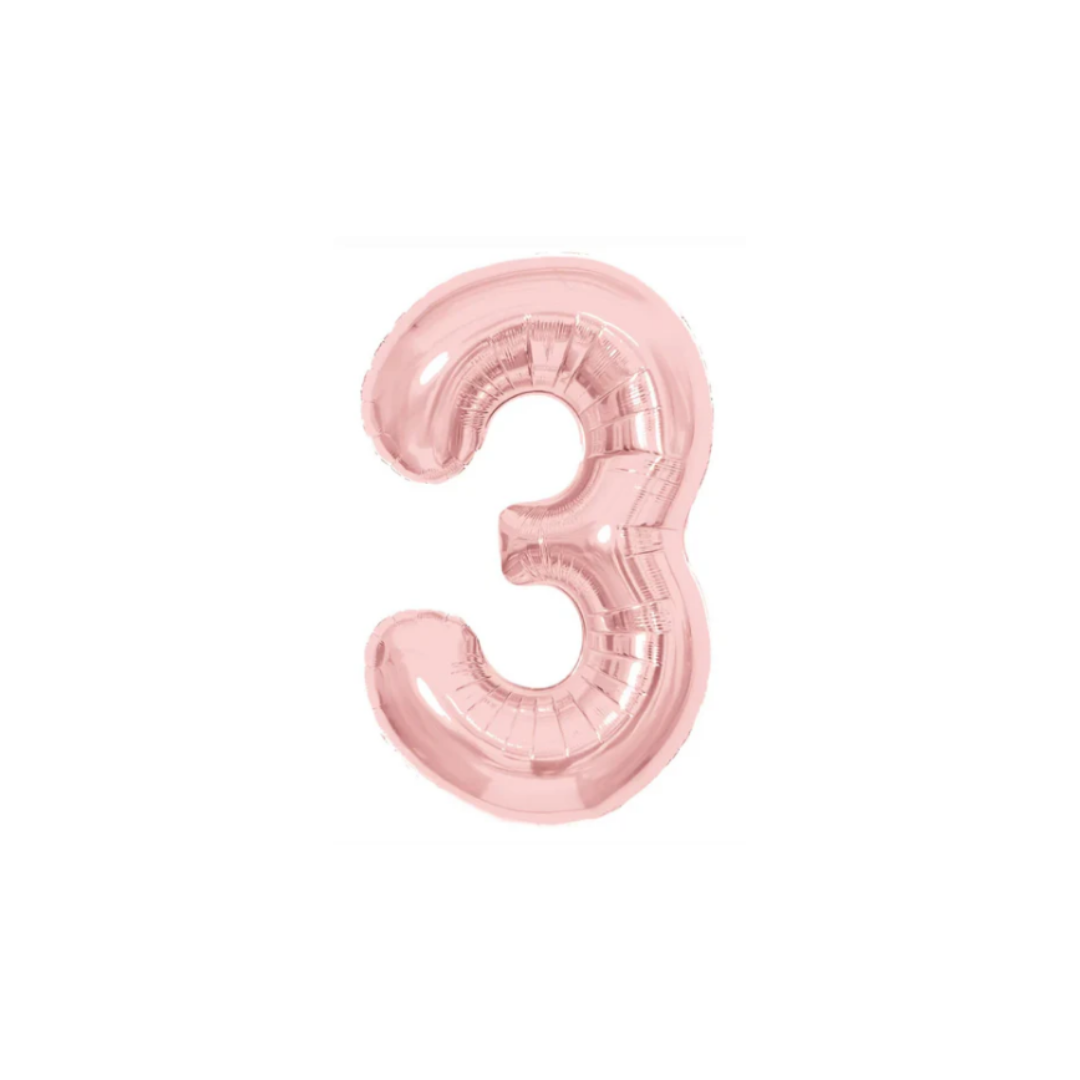 GLOBO MET. MEDIANO NUMERO 3 ORO ROSA