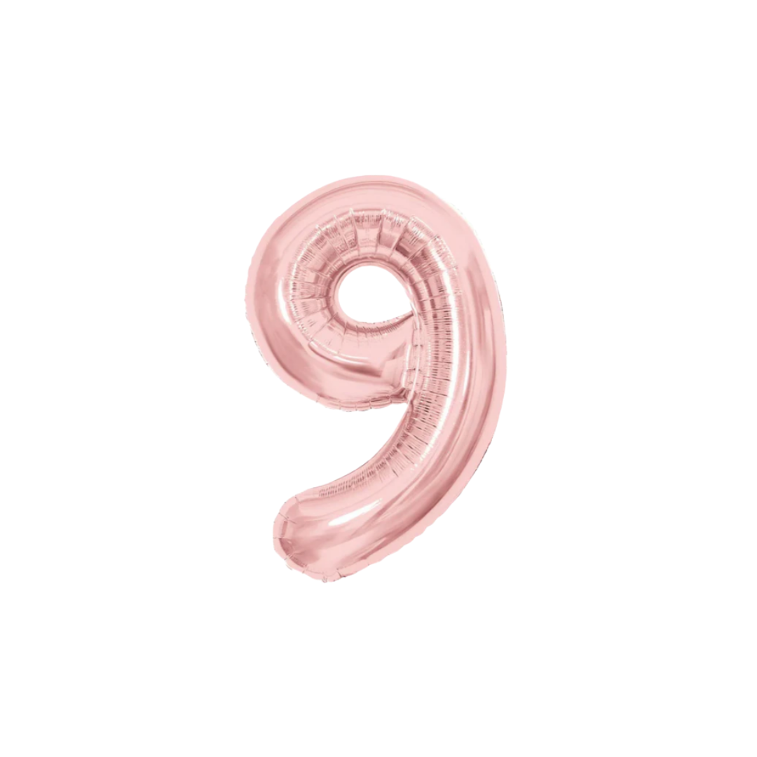 GLOBO MET. MEDIANO NUMERO 9 ORO ROSA