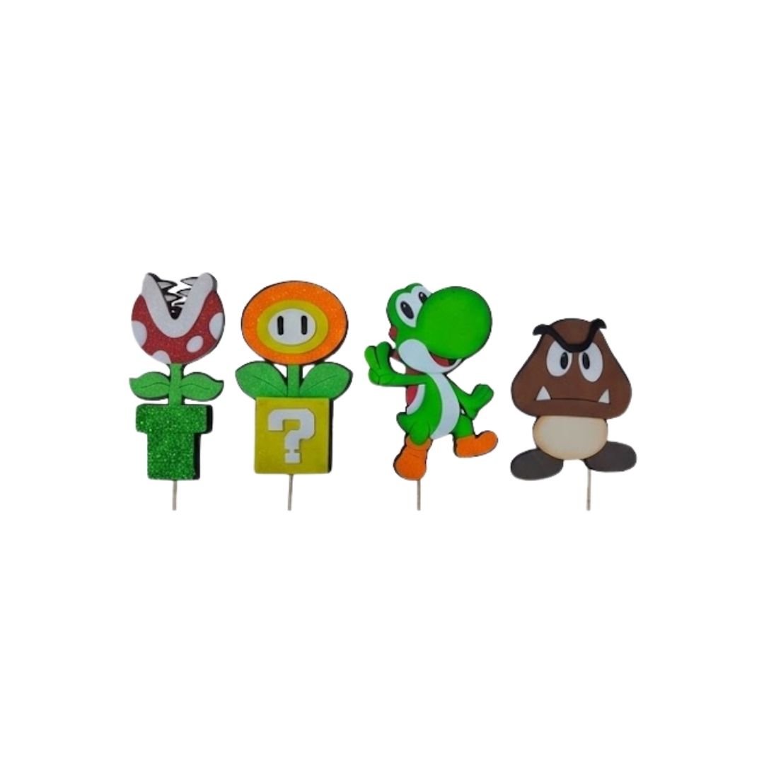 PINES DECORATIVOS FOMY X4 "MARIO BROS DF"