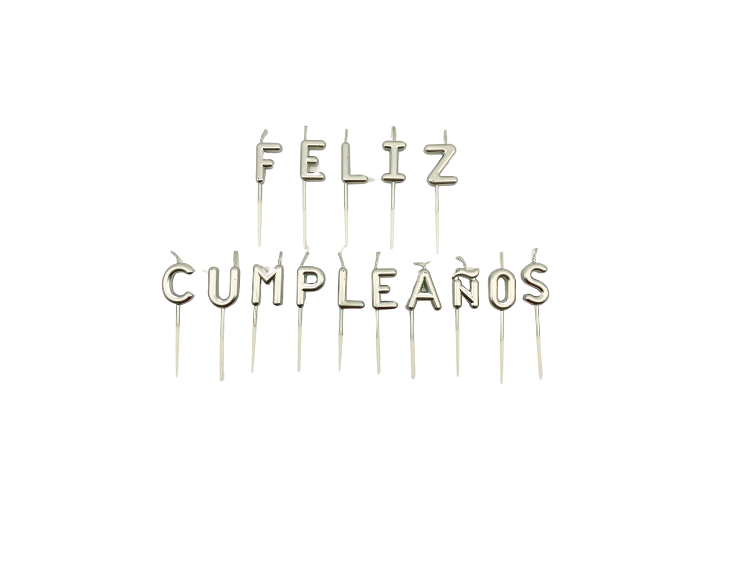 VELA LETRAS FELIZ CUMPLEAÑOS PLATEADA "D.C"