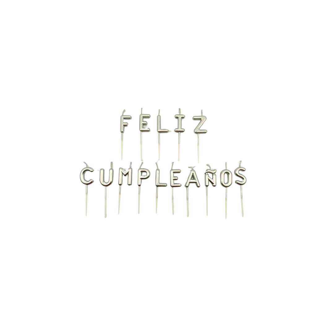VELA LETRAS FELIZ CUMPLEAÑOS PLATEADA "C1"