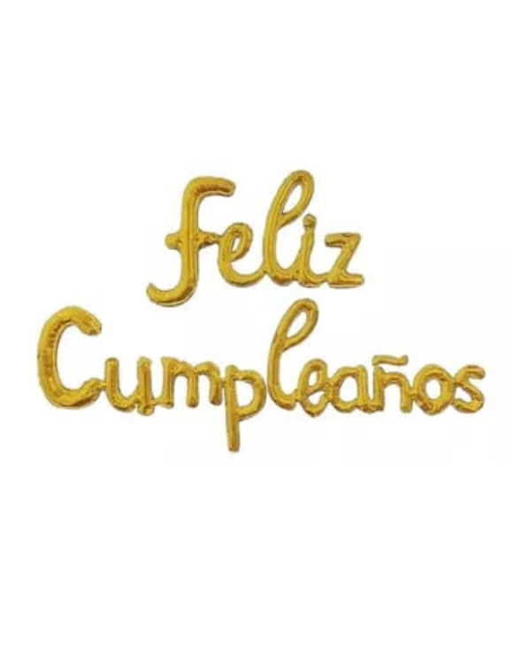 GLOBO INFLABLE CURSIVO FELIZ CUMPLEAÑOS DORADO