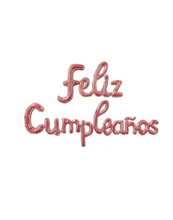 GLOBO INFLABLE CURSIVO FELIZ CUMPLEAÑOS ORO ROSA