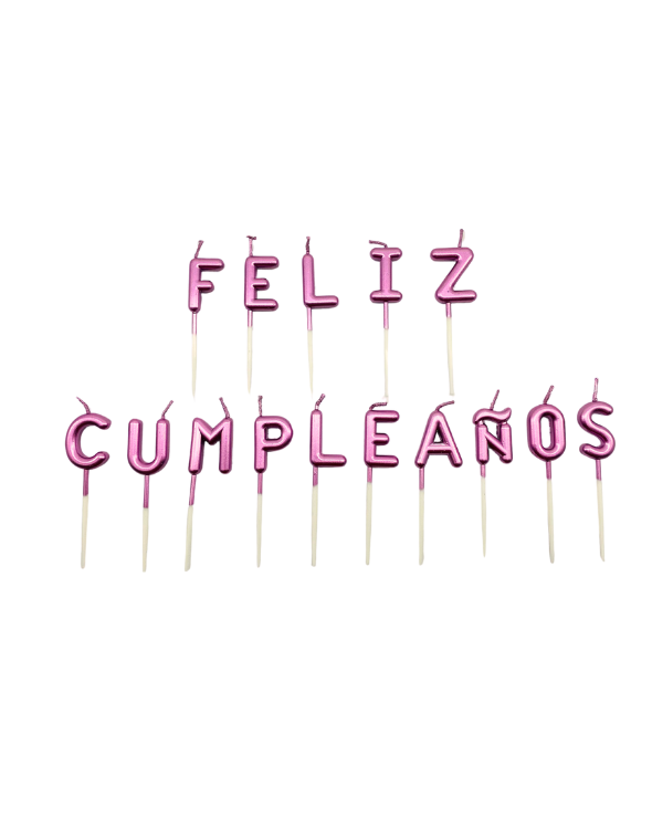 VELA LETRAS FELIZ CUMPLEAÑOS ORO ROSA "D.C"
