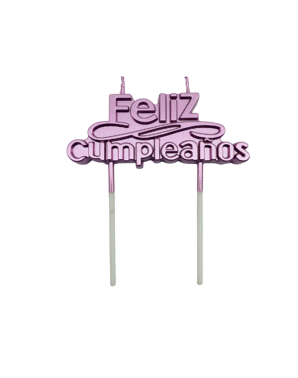 VELA FELIZ CUMPLEAÑOS CURSIVO ROSADA "A"