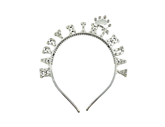 TIARA METALICA HAPPY BIRTHDAY CORONA PLATEADA "C1"