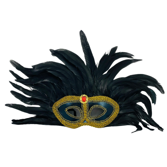 ANTIFAZ CARNAVALERO PLUMAS LARGAS NEGRO