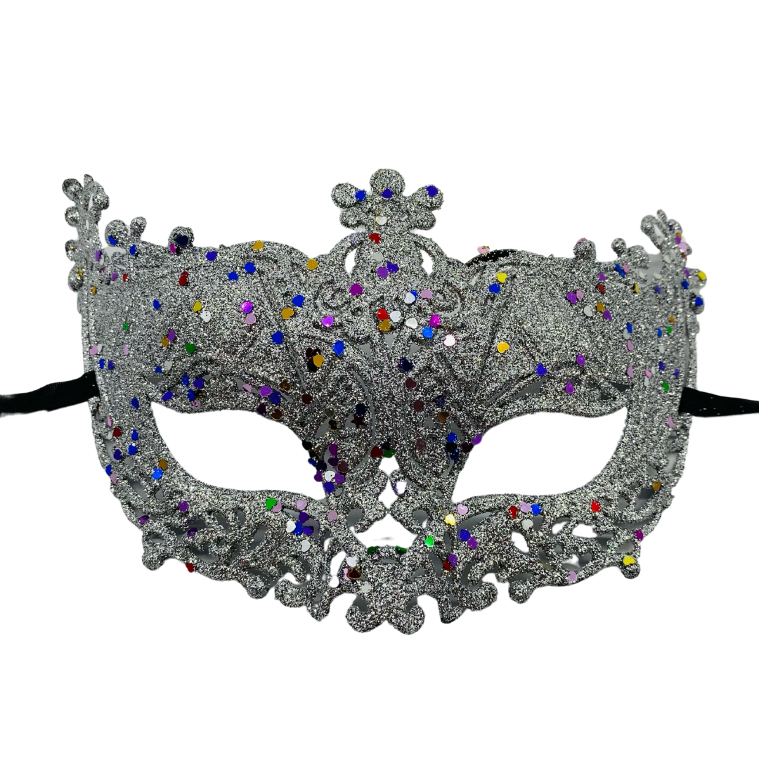 ANTIFAZ NEGRO CON PERLAS MULTICOLOR