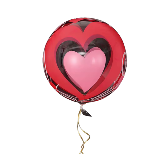 GLOBO BURBUJA ESTAMPADO CORAZON