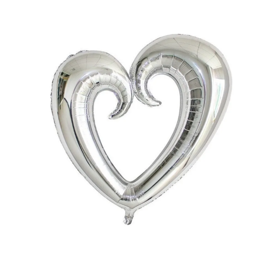 GLOBO METALIZADO CORAZON SILUETA PLATEADO