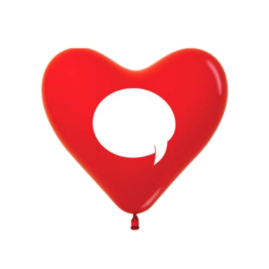 GLOBO FASHION CORAZON ROJO CON VIÑETA BLANCA
