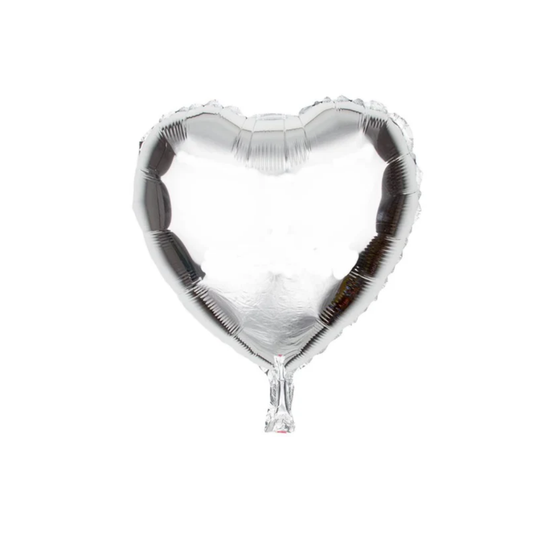 GLOBO METALIZADO DE CORAZON PEQUEÑO PLATEADO