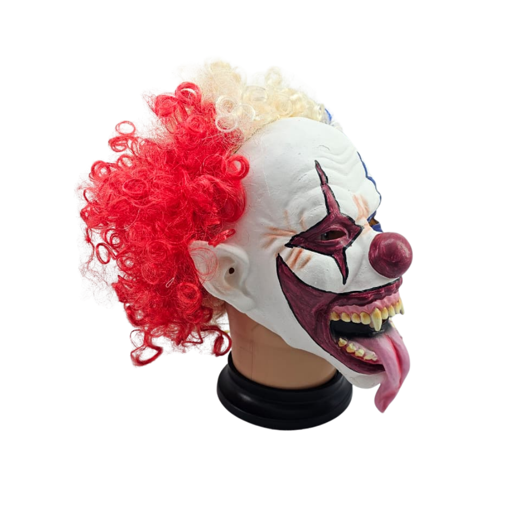 MASCARA LATEX PAYASO AFRO LENGUAS AFUERA