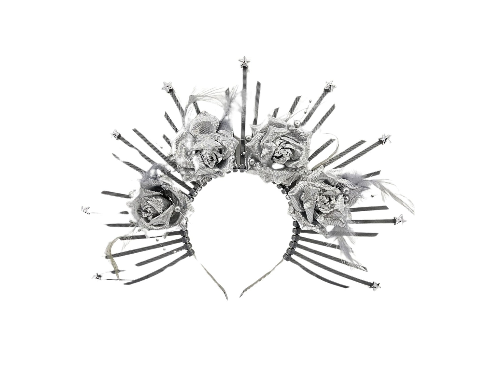 TIARA DE ROSAS PLATEADA "C1"