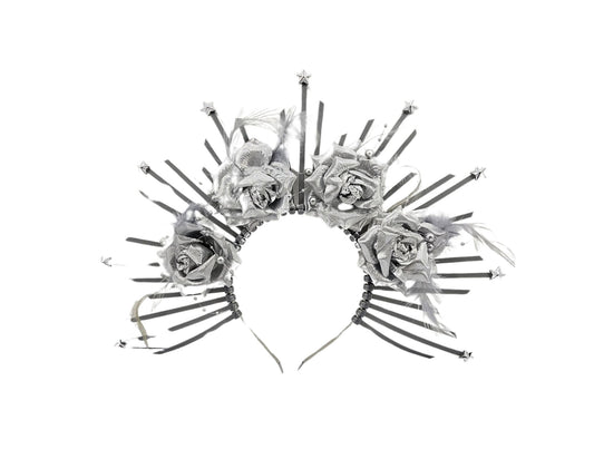 TIARA DE ROSAS PLATEADA "C1"