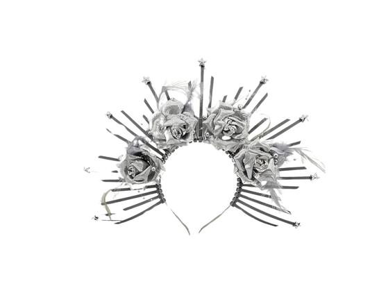 TIARA DE ROSAS PLATEADA