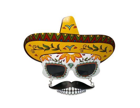 GAFAS CATRINA CON SOMBRERO MEXICANO Y BIGOTE