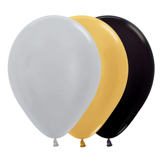 GLOBO R-12 SATIN & METAL SURTIDO DELUXE X50