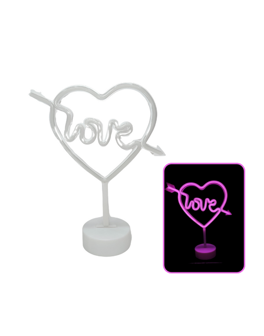 LAMPARA SILUETA CORAZON LED FUCSIA