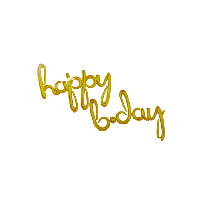 GLOBO CURSIVO HAPPY B DAY DORADO