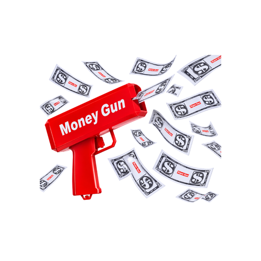PISTOLA DE BILLETES DE DOLARES ROJA