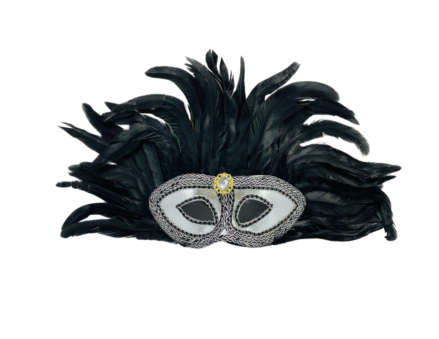 ANTIFAZ CARNAVALERO PLUMAS LARGAS NEGRO