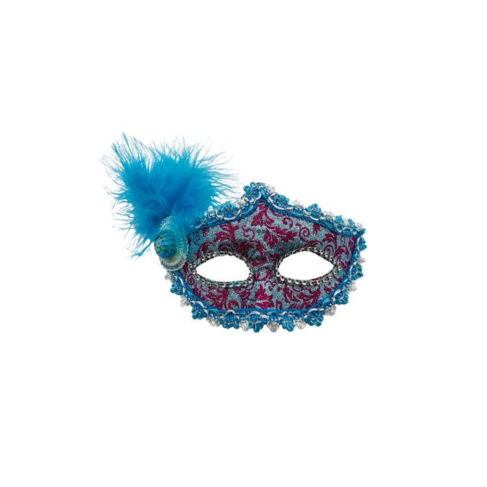 ANTIFAZ VENECIANO CON PLUMA LATERAL ROJA