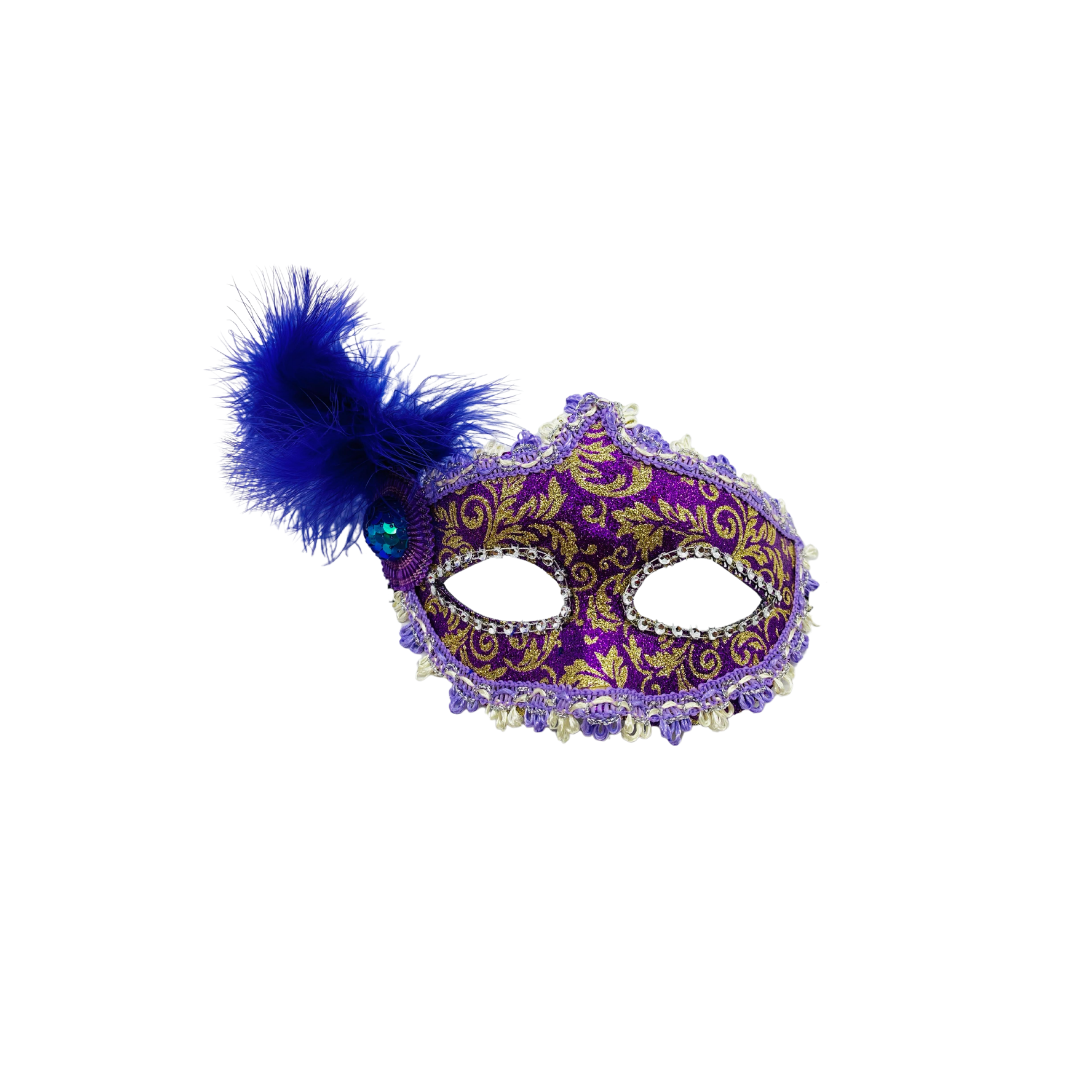 ANTIFAZ VENECIANO CON PLUMA LATERAL VIOLETA