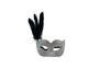 ANTIFAZ PLATEADO CON PLUMA LATERAL NEGRA