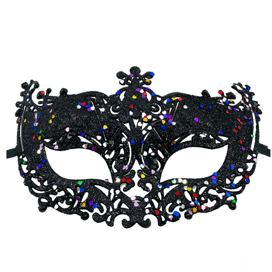 ANTIFAZ NEGRO CON PERLAS MULTICOLOR