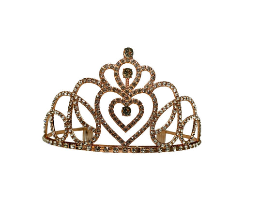 TIARA PRINCESA ARABESCOS DE CORAZON ROSADA