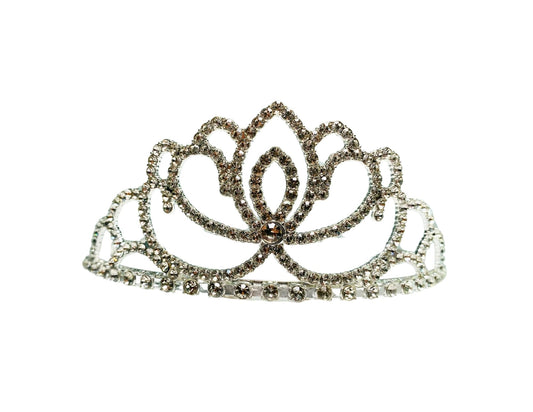 TIARA PRINCESA ARABESCOS DE FLOR PLATA