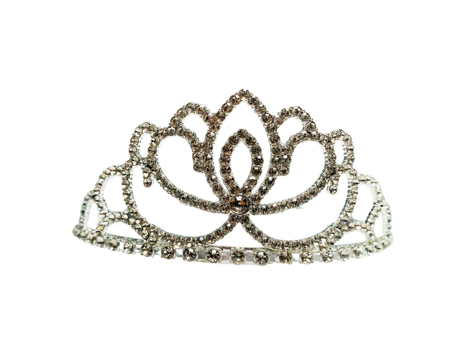 TIARA PRINCESA ARABESCOS DE FLOR PLATA