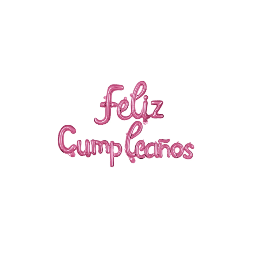 GLOBO INFLABLE CURSIVO FELIZ CUMPLEAÑOS ROSADO